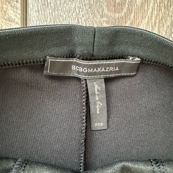 BCBG Leather Black Mixed Media Leggings XXS - Picture 3 of 3